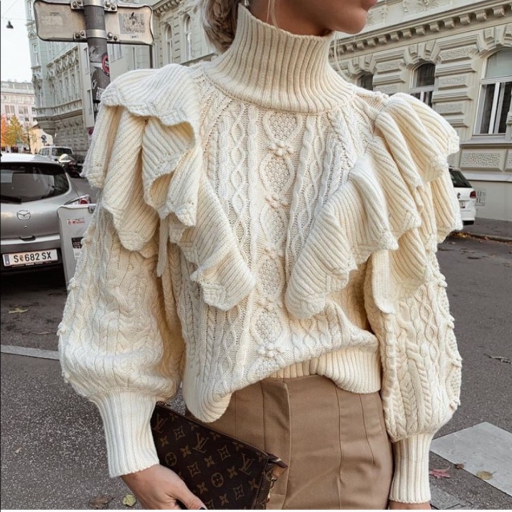 ZARA RUFFLE TURTLENECK KNITWEAR